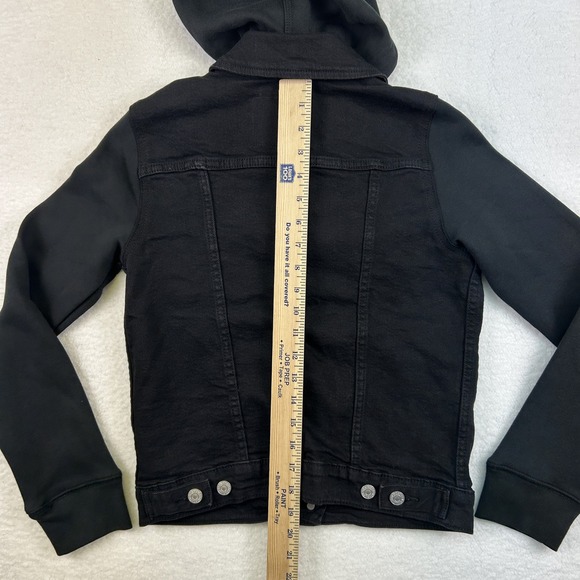 Levi's Jacket Womens XS Trucker Hooded Denim Black Button Casual - Picture 11 of 15